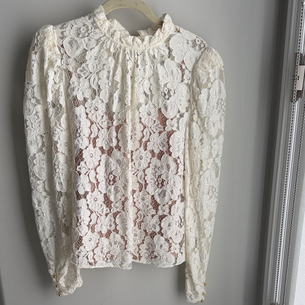 Wayf Floral Lace Blouse - Cream